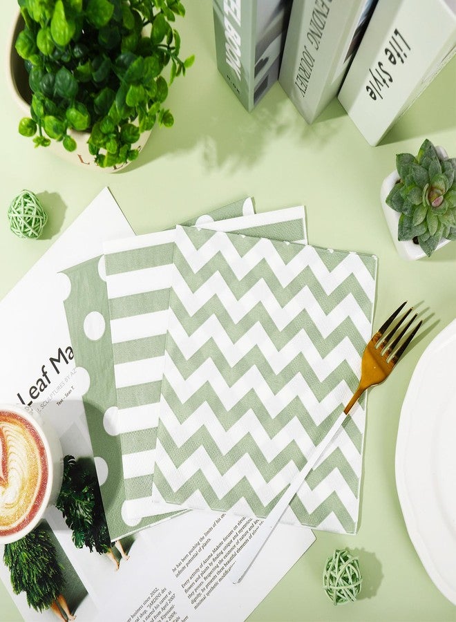 وولاين مجموعة مناديل ورقية من والين، 75 قطعة، لون أخضر فاتح، مخططة، مموجة، منقطة، بتصميم هندسي، للاستخدام مرة واحدة، مثالية لحفلات العشاء، وتزيين الطاولات والمطابخ. - Image 4